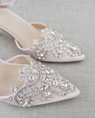 Dusty Pink Evening heels with rhinestones embellished