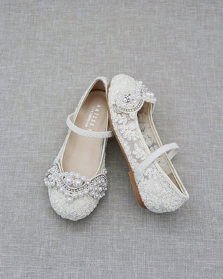 ivory crochet pearl shoes