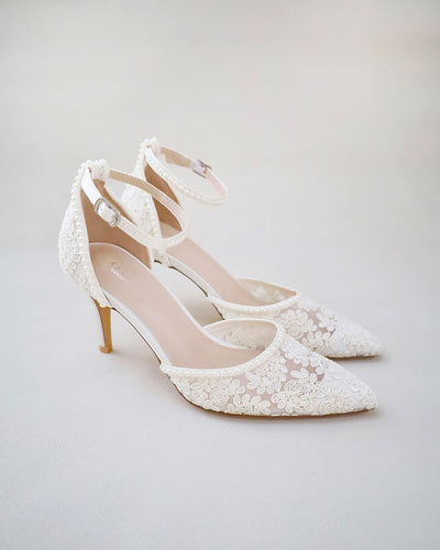 ivory crochet wedding shoes with pearls