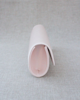 dusty pink satin evening clutch