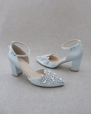 Embellished Rhinestones Block Heel for Wedding