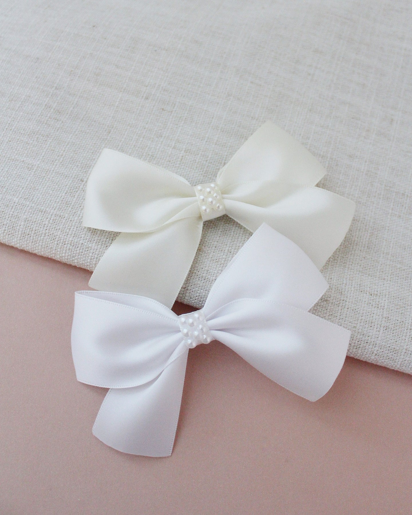 White Satin Hair Bow 