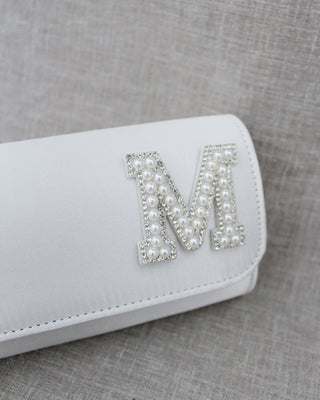 Personalized White Satin Wedding ClutchClutch