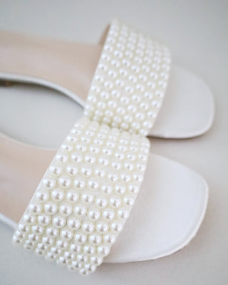ivory pearl flat wedding sandals