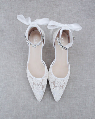 Wedding Lace Heels With Crystal StrapWomen Shoes