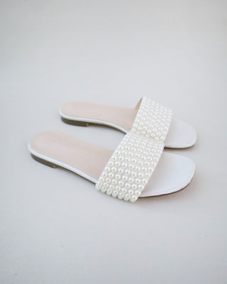 ivory pearl flat wedding sandals