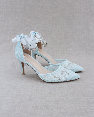 Wedding Lace Heels With Crystal StrapWomen Shoes