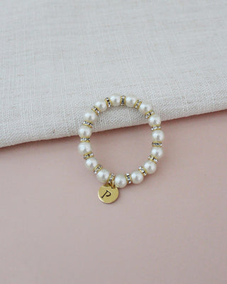 Pearls Bracelet with Monogram Initial