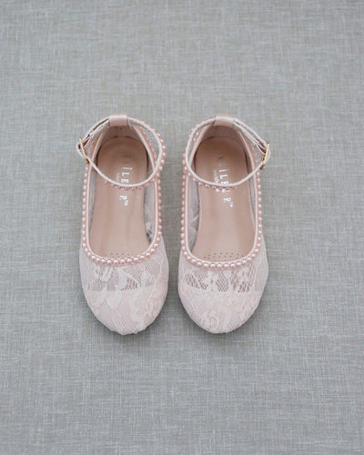 Pink pearl lace shoes