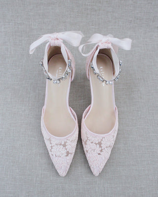 Wedding Lace Heels With Crystal StrapWomen Shoes