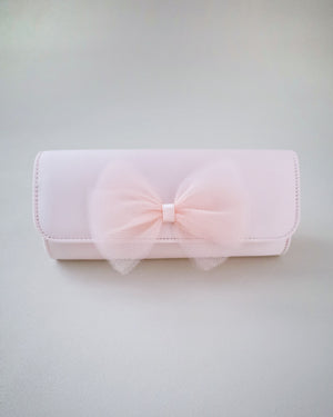 Satin Evening Clutch with Tulle Bow