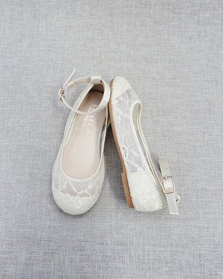 Ivory Lace Kids Flats