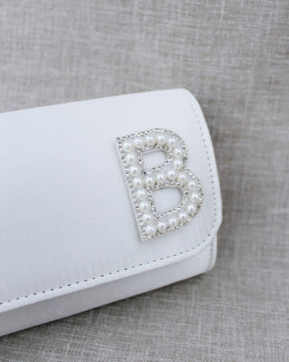 Personalized White Satin Wedding ClutchClutch