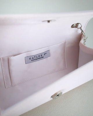Satin Evening Clutch with Rhinestones Applique