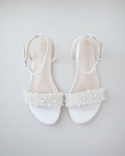 ivory pearl flat wedding sandals