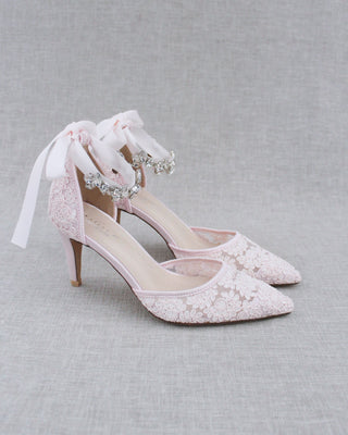Wedding Lace Heels With Crystal StrapWomen Shoes