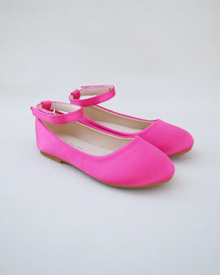 fuchsia satin flower girls shoes