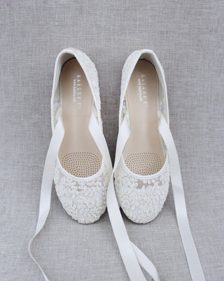 Crochet Lace Flats Ballerina Lace Up