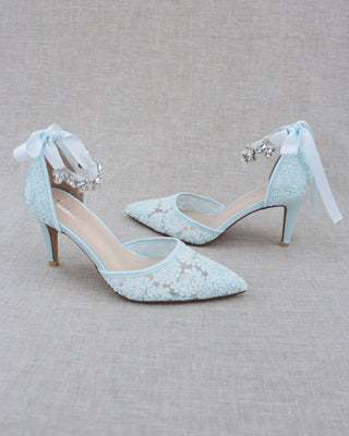 Wedding Lace Heels With Crystal StrapWomen Shoes