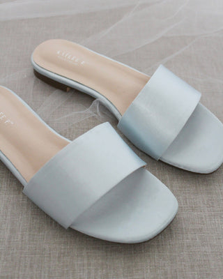 Light Blue Satin Women Flats