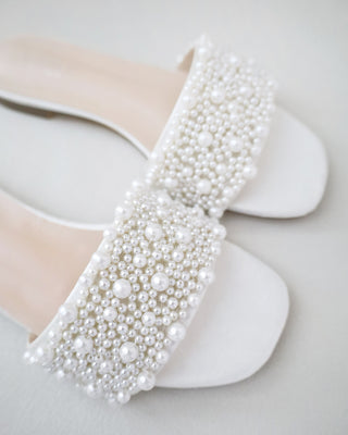 ivory pearls wedding flats sandals