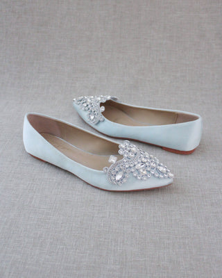 Light Blue Embellished Rhinestone Wedding Flats