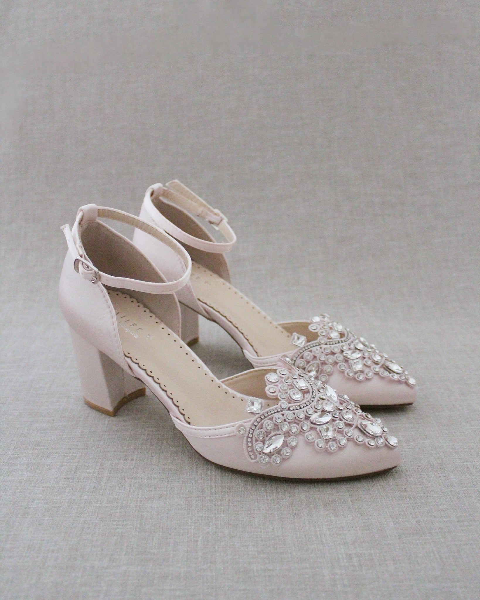 Women Blush Pink Wedding Shoes Bridesmaids Shoes Party Shoes