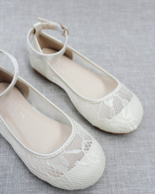 Ivory Lace Kids Flats