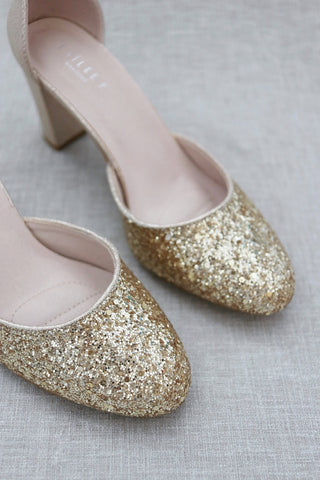 Rock Glitter Block Heel with Wrapped Satin Tie