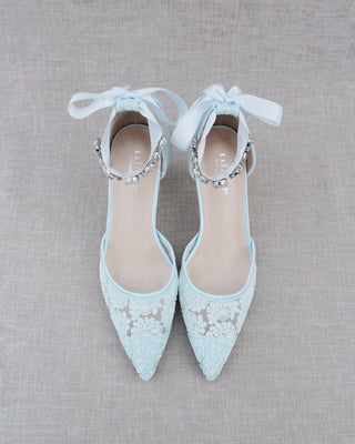 Wedding Lace Heels With Crystal StrapWomen Shoes