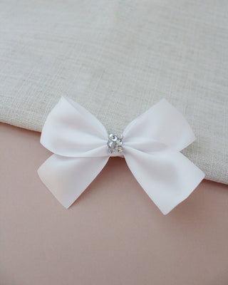 Satin Hair Bows with Rhinestones Center