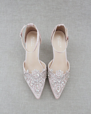 Dusty Pink Evening heels with rhinestones embellished