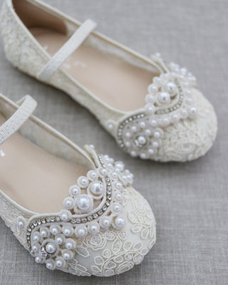ivory crochet pearl shoes