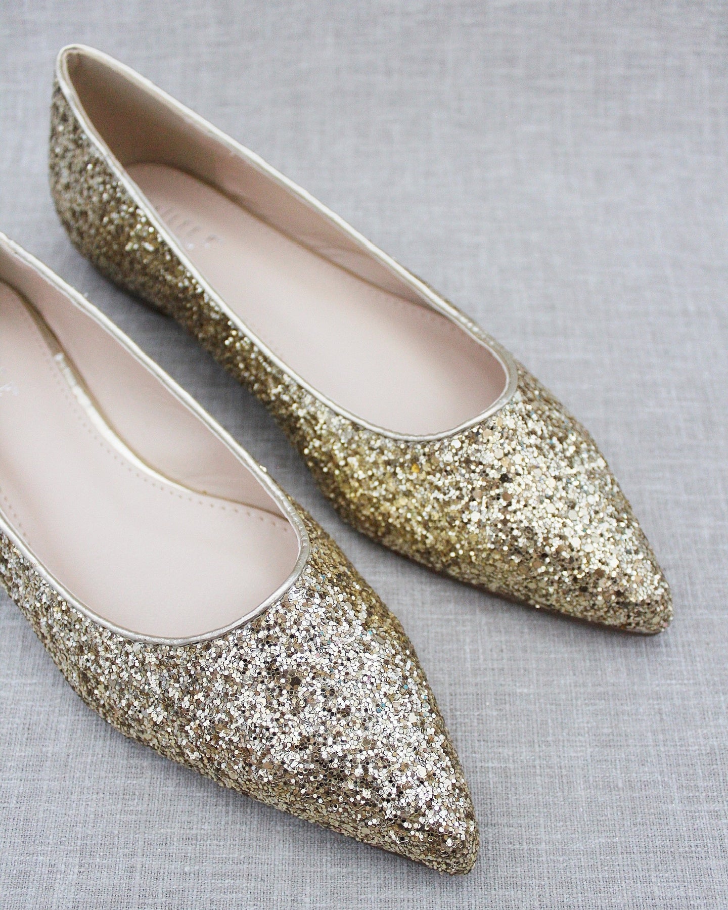 Glitter pointed flat shoes Clearance