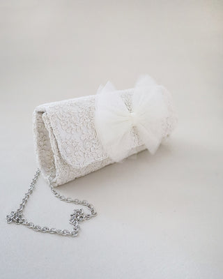 Crochet Wedding Clutch with Tulle BowClutch
