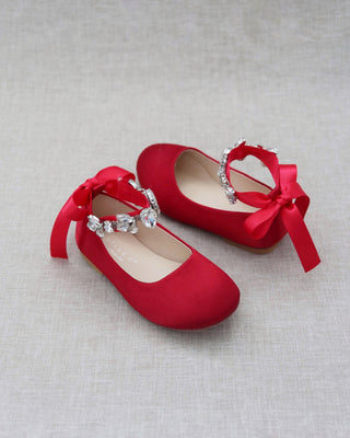 Red Flats with Rhinestone Straps