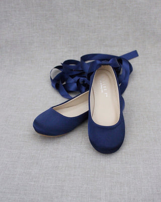navy satin girls shoes