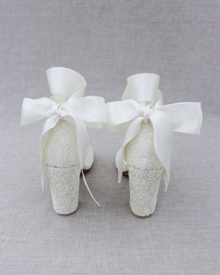 ivory wedding block heels