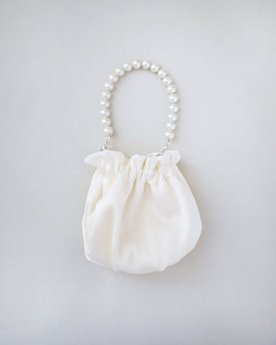 ivory pearl satin pouch