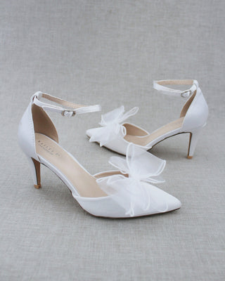 Satin Heels with Layered Organza Bow for Brides