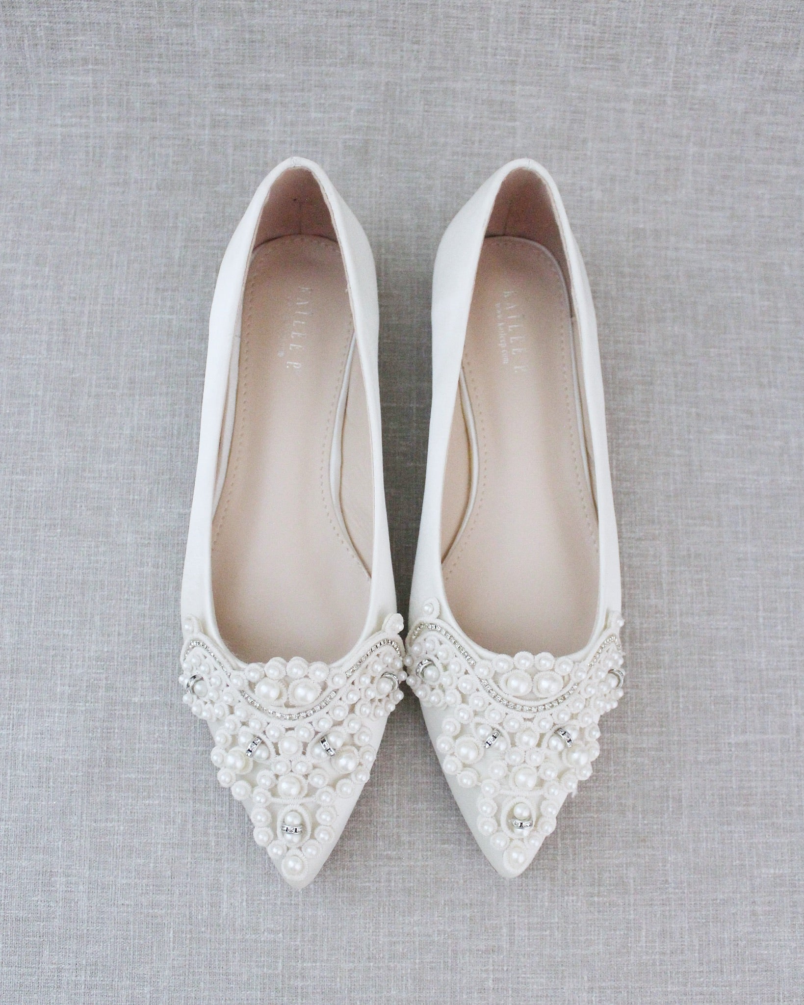 Embellished Pearl Flats for Brides, Something Blue, Wedding Shoes