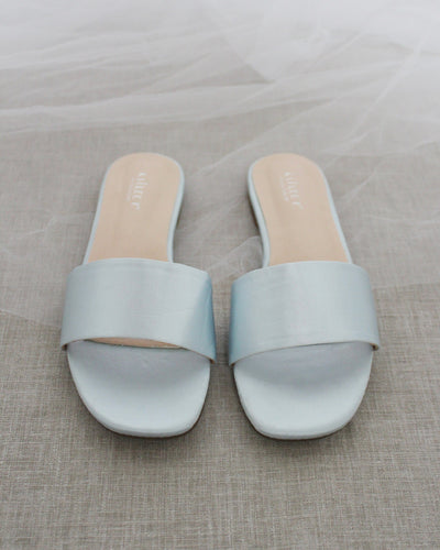 Light Blue Satin Women Flats