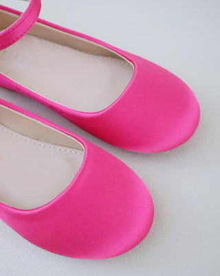 fuchsia satin flower girls shoes