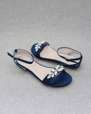navy satin women sandals