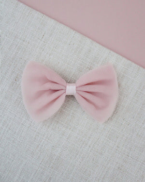 Dusty Pink Tuxedo Tulle Bow Hair Clip or Shoe Clips