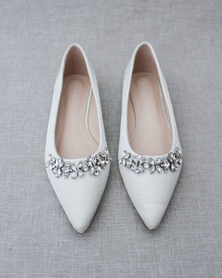 Wedding Flats with Floral Rhinestones Details