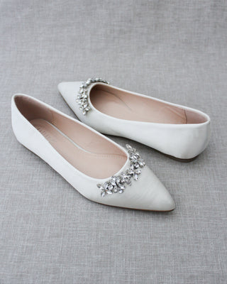 Wedding Flats with Floral Rhinestones Details