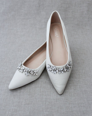 Wedding Flats with Floral Rhinestones Details