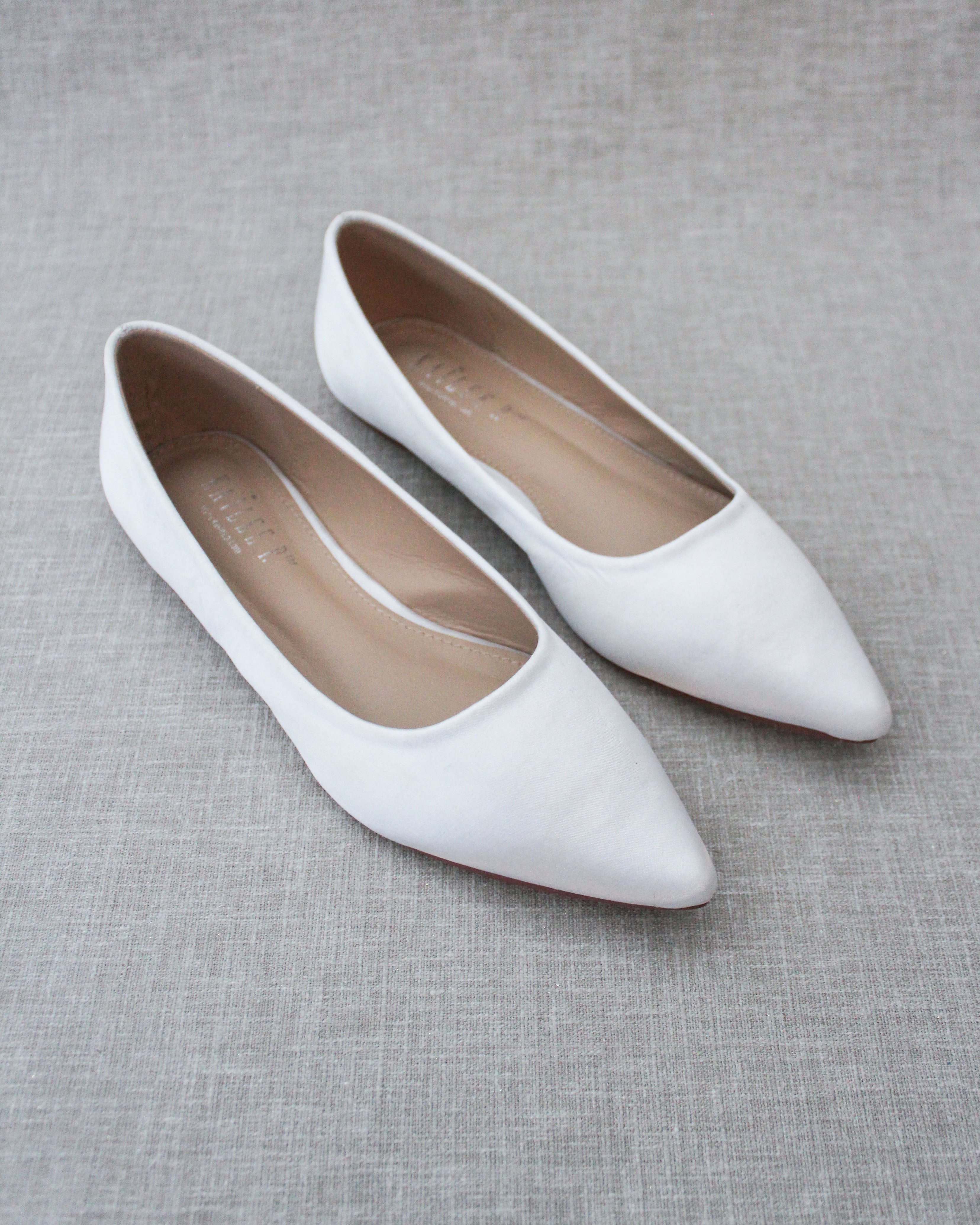 womens white dress shoes White Pointy Toe Wedding Flats, Bridal Shoes, Bridesmaids Shoes