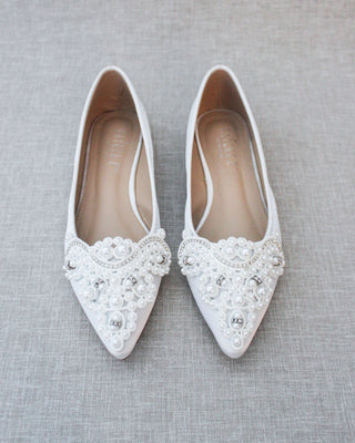 white pearl wedding shoes